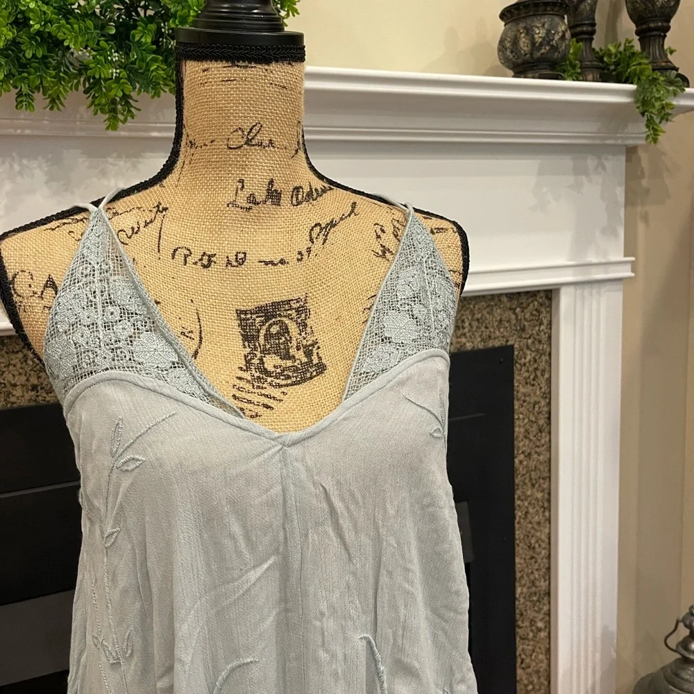 Free People Intimately Light Sky Blue Crochet Tank Flowy Dress Size XS NWT - Picture 3 of 7